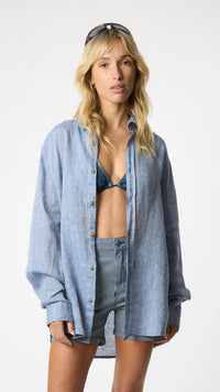 INDIGO BLUE LINEN SHIRT