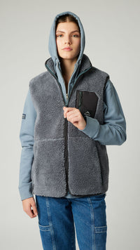 DARK GREY ROPE FLEECE VEST