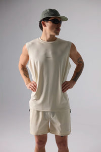 DUSTY CREAM ACTIVE SLEEVELESS TEE