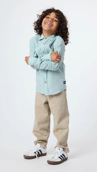 GREEN LINEN KIDS SHIRT