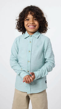 GREEN LINEN KIDS SHIRT