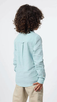 GREEN LINEN KIDS SHIRT