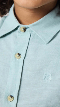 GREEN LINEN KIDS SHIRT