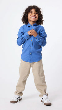 INDIGO BLUE LINEN KIDS SHIRT