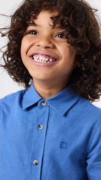 INDIGO BLUE LINEN KIDS SHIRT