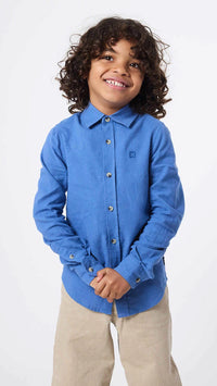 INDIGO BLUE LINEN KIDS SHIRT