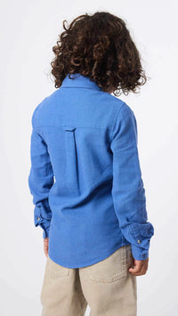 INDIGO BLUE LINEN KIDS SHIRT