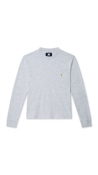 LIGHT GREY MELANGE BANANA POCKET LS TEE