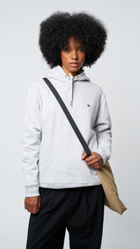 LIGHT GREY MELANGE PATCH HOODIE