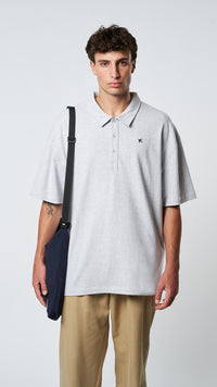 LIGHT GREY MELANGE PATCH POLO