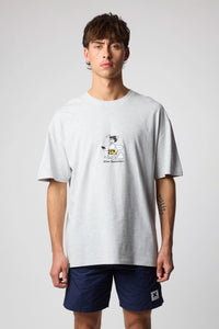 LIGHT GREY MELANGE WIPEOUT TEE
