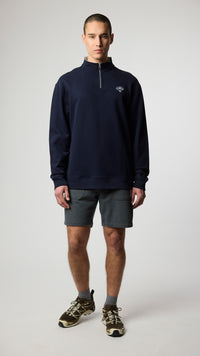 NAVY BANK HALF ZIP CREW