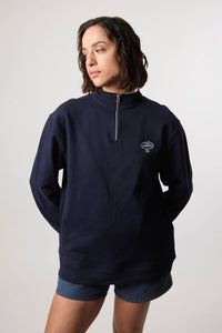 NAVY BANK HALF ZIP CREW