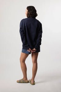 NAVY BANK HALF ZIP CREW