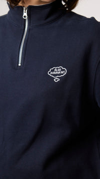 NAVY BANK HALF ZIP CREW