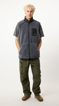 DARK GREY ROPE FLEECE VEST