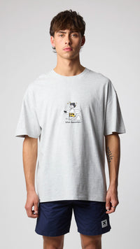 LIGHT GREY MELANGE WIPEOUT TEE