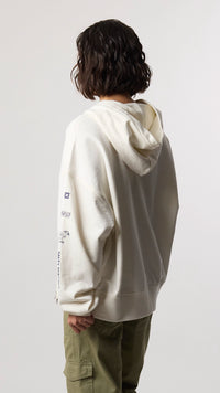 SUDADERA CON CAPUCHA FULL ZIP RANDOM BLANCO ROTO