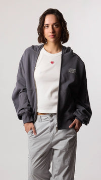 SUDADERA CON CAPUCHA FULL ZIP RANDOM ASH