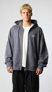 SUDADERA CON CAPUCHA FULL ZIP RANDOM ASH