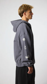 SUDADERA CON CAPUCHA FULL ZIP RANDOM ASH