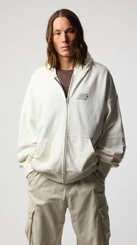 SUDADERA CON CAPUCHA FULL ZIP RANDOM BLANCO ROTO