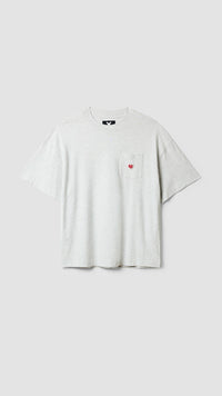 LIGHT GREY MELANGE HEART POCKET TEE