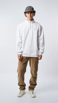 WHITE REEF HALF ZIP CREW