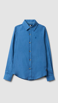 INDIGO BLUE LINEN KIDS SHIRT