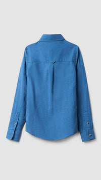 INDIGO BLUE LINEN KIDS SHIRT